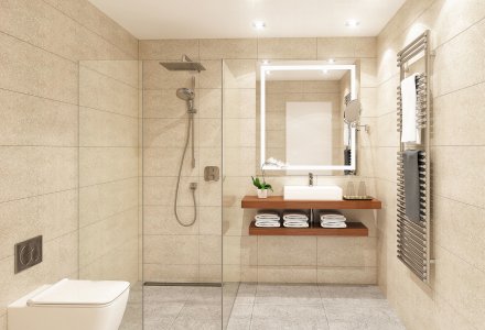 Badezimmer im Doppelzimmer Premium im Ensana Health Spa Hotel Hvezda in Marienbad