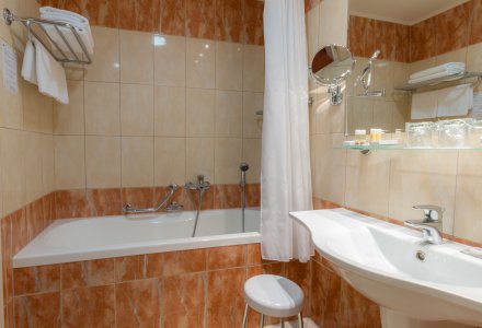 Wohnbeispiel Badezimmer im Doppelzimmer Superior Plus im Ensana Health Spa Hotel Centralni Lazne in Marienbad © Jan Prerovsky